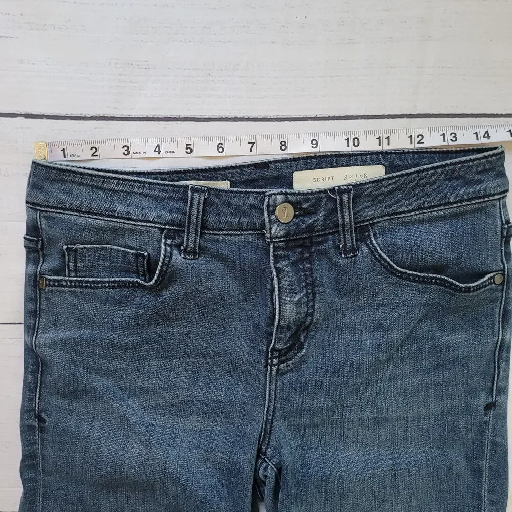 Pilcro and The Letterpress Size 28‎ Medium Wash Raw Hem Skinny Jeans Script